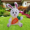 59.8in Inflatable Happy Easter Bunny Decoration Inflatable Rabbit Sitting Holding