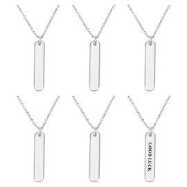 CHGCRAFT 6PCS Stainless Steel Necklace 3D Blank Bars Rectangle Bar Engraving Blanks Charm Necklace Engravable Rectangle Pendants with Chain Blank Bar Pendants for Necklace Jewelry Keychain Making