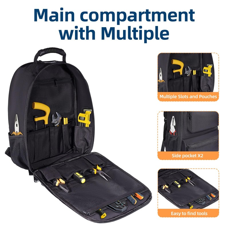 WILAXI PRO Heavy Duty Tool Bag Backpack 1680D Waterproof Oxford