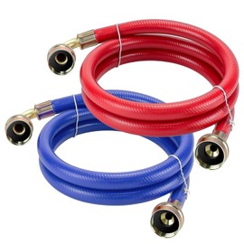 4 FT Rubber Washing Machine Hoses with 90 Degree Elbows by Fetechmate No-Lead Burst-proof Hot and Cold Water Supply Washer Hoses for Washing Machine - 2 Packs by Fetechmate