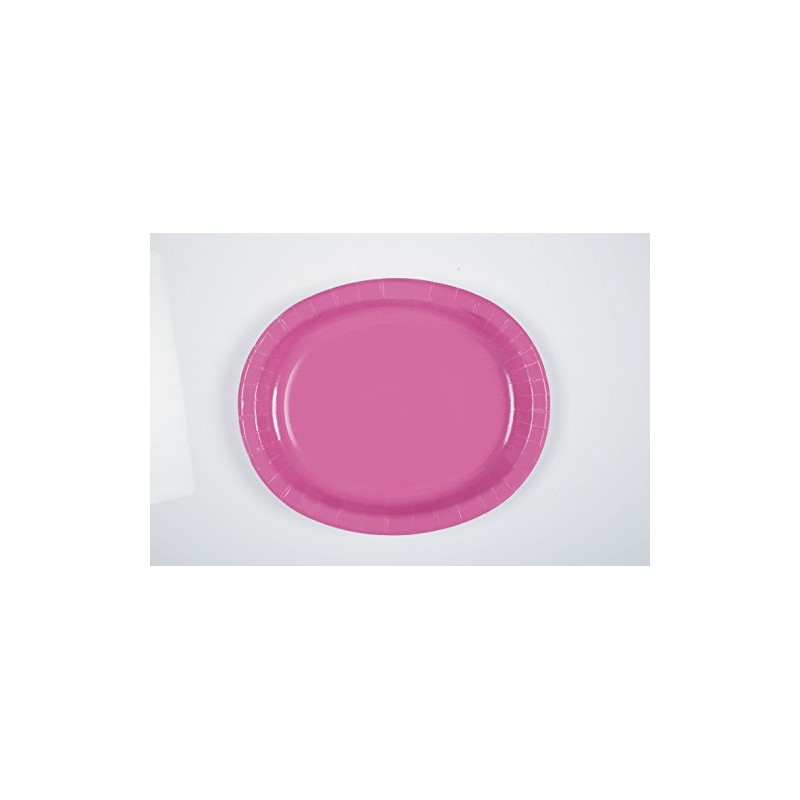 Hot Pink Solid Oval Plates - (Pack of 8) -