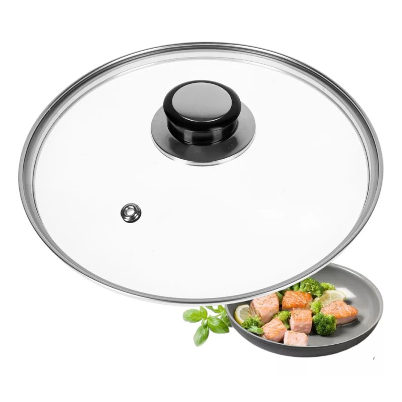 TH2010 Tapa Cristal Templado Sarten Cazuela Olla Salida Vapor 34cm
