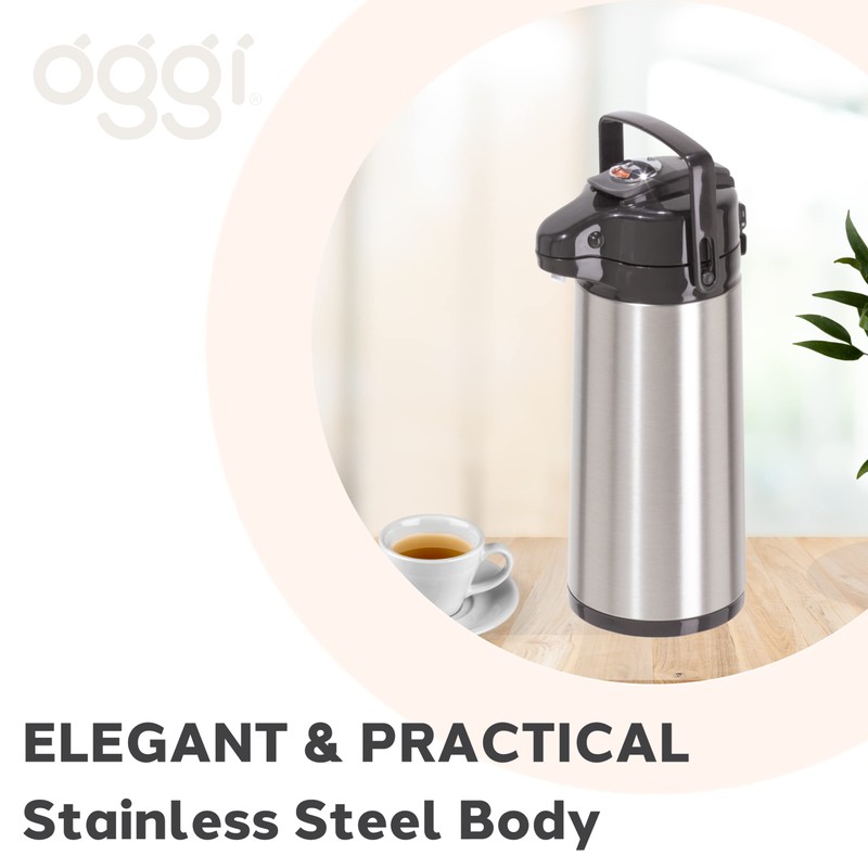 OGGI Pumpmaster 64oz Stainless Steel Carafe w/Lever Action Pump -Vacuum