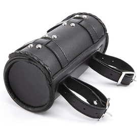 2X Motorcycle Fork Bag PU Leather Bicycle Handlebar Tool Pouch Sissy Bar Roll Storage Bag Saddle Bag, Universal