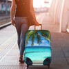 Tropical Beach Palm Tree Luggage Cover, Washable Elastic Baggage Protector