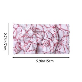 JDRGJTH Baseball Baby Headband Turban with Bow,Baseball Hairband Bowknot Newborn Baseball Bow Headwarp,Wide Hair Band Baseball Hair Bow for Girl Toddler Infant