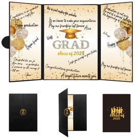 ANAMZOM Black Gold Graduation Party Decorations,Class of 2025 Graduation Guest Book,AlternativeGraduation Signature Congrats for 2025 College High School Grad, Unique Graduation Gifts for Friends