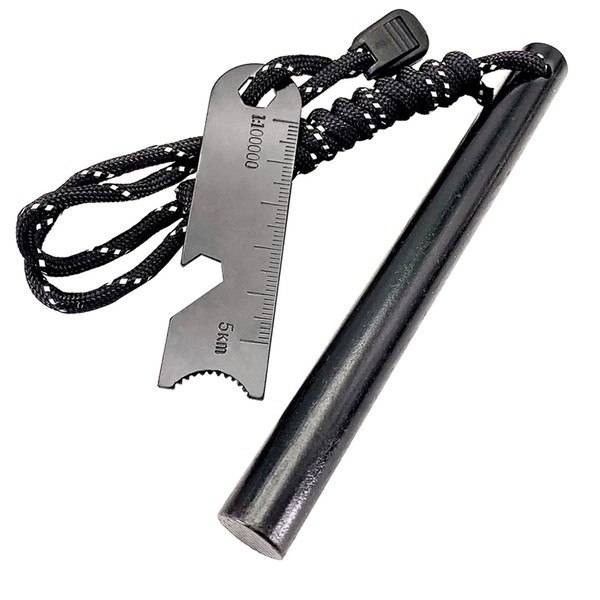 Newaner Firestel XXL Fire Starter with Paracord Flint Lighter Fire Starter Kit, Steel Scraper with Ladder and Corkscrew, Ignition for Camping, Outdoor and Survival
