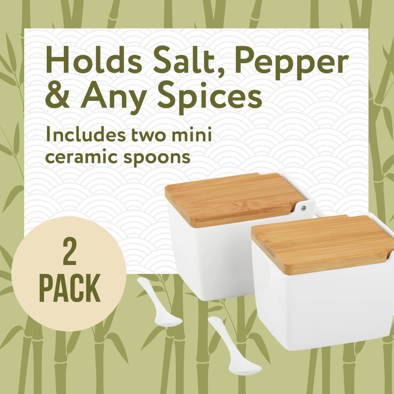 IMPRESA 2-Pack Japanese-Style Salt Box - Moisture-Barrier Lid Salt Cellar