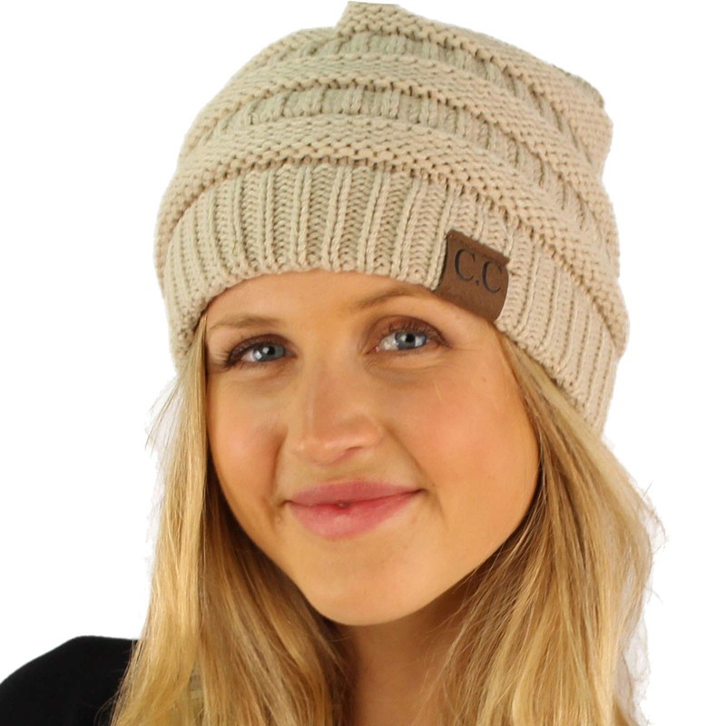 CC Classic Winter Fall Trendy Chunky Stretchy Cable Knit Beanie