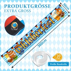 Oktoberfest Banner Decoration, Oktoberfest Bavarian Decorative Garland Banner for Oktoberfest Party, Interior and Exterior Decoration, 300 x 50 cm