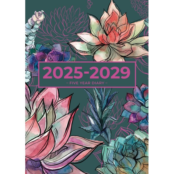5 Year Diary 2025-2029 | A4 Gorgeous Vibrant Succulent Garden: