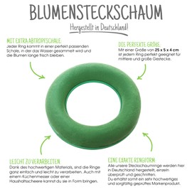 Floral Foam Wreath Round 3 Pieces – Set in 25 cm – Wet Floral Foam Set – Floral Moss, Floral Foam Ring for Flower Arrangements, Sponge for Crafts for Parties, Weddings, Gifts, Made in Germany