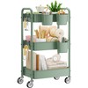 YASONIC 3-Tier Rolling Cart, Green, 66 Pounds Capacity, Mesh Storage
