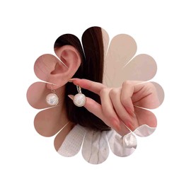 TseenYi Vintage Pearl Earrings Vintage Pearl Hoop Earrings Gold Pearl Circle Earrings Bridal Pearl Hoop Earrings Jewellery for Women and Girls