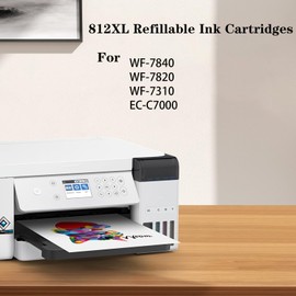 KHY 812XL Empty Refillable Ink Cartridges With Chip Suitable 812XL Workforce Pro WF-7840 WF-7820 WF-7310 EC-C7000 Empty Refill Ink Cartridges Printers Used For Regular Or Sublimation Ink Cartridge