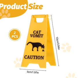Qianyu 2 Pcs Funny Cat Vomit Caution Sign Humorous Desk Decor for Cat Lovers Cat Warning Sign Decoration Funny Gag Lovely Gifts Perfect Cat Mom or Cat Dad Gag Gifts for Pet Owners Home or Pet Areas