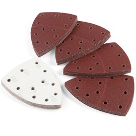 Shawya 50 PCS Mouse Sander Sandpaper for Mouse Sander 11 Hole Detail Sandpaper Sanding Paper 80 Grit Hook and Loop Sander Pads Triangular Sanding Sheets Abrasive Sanding Paper