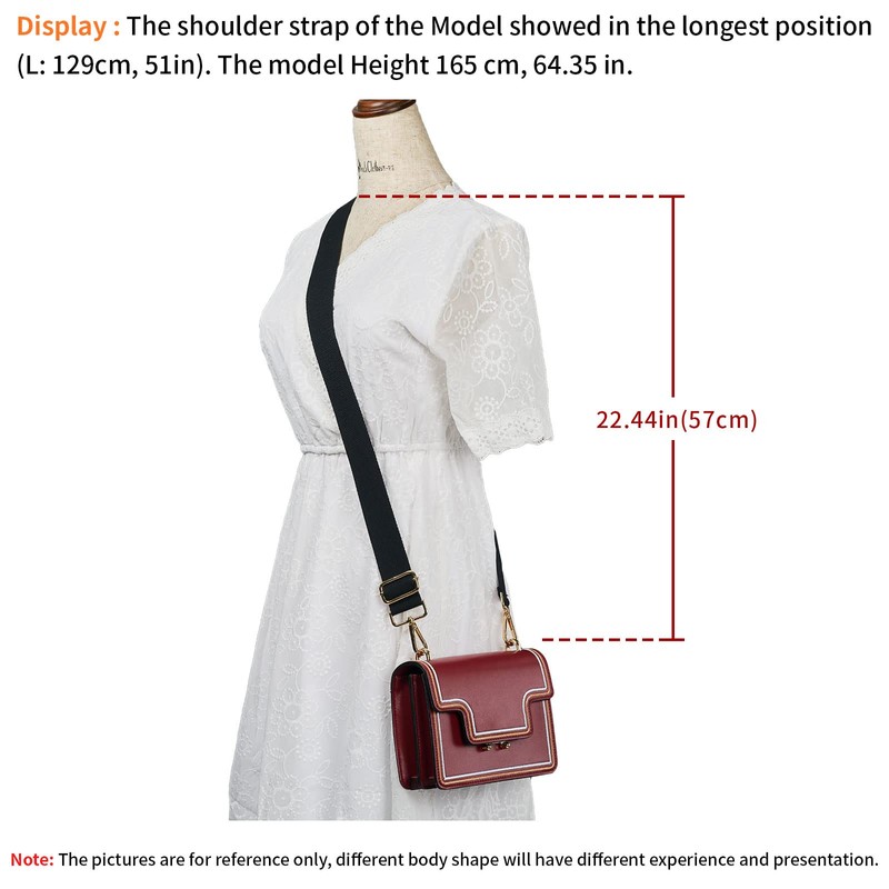 Wide Shoulder Strap, Adjustable Replacement Bag Strap with Metal Swivel