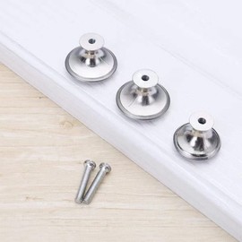 TOPDANCHUANG 6pcs Cabinet Door Knobs 30mm Round Mushroom Shape Drawer Wardrobe Pull Handles Stainless Steel Chrome for Furniture Drawer Door Cupboard Wardrobe Hardware, with Screws