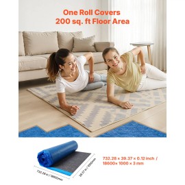 200 Sq. Ft./Roll Heavy Duty Fiber + PE Fil 3 mm Thick Vapor Barrier Attached Laminate Flooring Padding Flooring AccessoriesMaterials: Recycled Fiber, number of volumes: 1 Roll