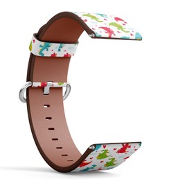 THAZEE 20mm Quick Release Replacement Leather Watch Band (Funny Dragon Print Kids) Smartwatch Strap Bracelet for Women, Men