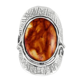Silpada 'Feeling Fiery' Sterling Silver Pressed Amber Ring, Size 7, Size 7