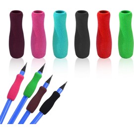 6Pcs Colour Foam Pencil Grips Soft Foam, Open Slip Insert Pen Paint Brush Holder Ergonomic for Handwriting, Drawing, Coloring Education and Crafts Supplies Office Supplies
