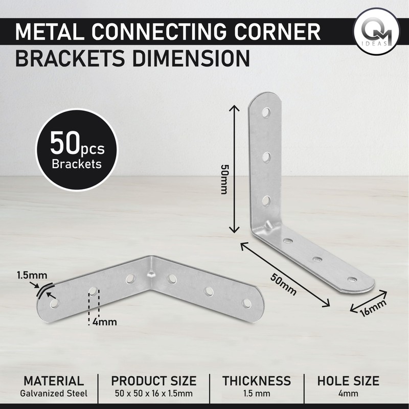 OMIDEAS 50 x Angle Bracket (50 x 50 x 16)