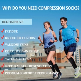 BestoU Calcetines de Compresión Mujer y Hombre, 3 Pares Medias de Compresion 15-25 mmHg, Calcetas de Compresion Largas, Ideal Calcetines para Deportivas, Ejercicio, Correr, Embarazos, Fitness (S-M)