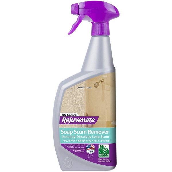 Rejuvenate Soap Scum Remover, 32 Ounces, Easily Dissolves Soap Scum Without Scrubbing