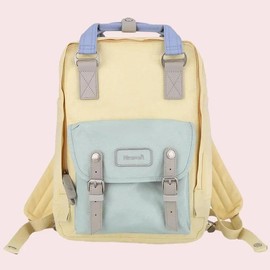 Himawari Contrast Water and Scratch-Resistant Nylon Backpack Bag - Color: Light Yellow, Size: One Size