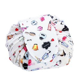 Large Capacity Lazy Makeup Bag - Waterproof Drawstring Toiletry Bag - Portable Cosmetic Storage Case for Travel - Ideal for Women and Girls (White)