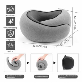Mayeujds Nackenkissen Flugzeug - Bequemes Reisekissen für Flugzeug, Nackenstütze Reise, Schlafkomfort Kissen für Flugzeug (grau)