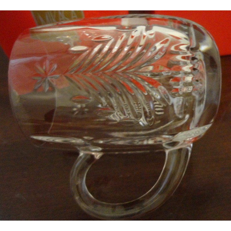 MIKASA CHRISTMAS TREE LEAD CRYSTAL SET OF 2 COFFEE TEA