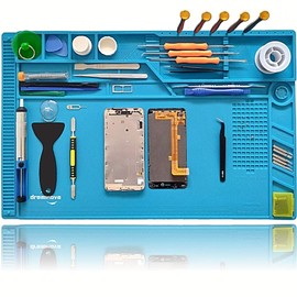 DREMINOVA Professional Large soldering Mat (55x35cm) Repair Silicone Magnetic Work Mat For Electronics, Computer, Cell Phone DIY, Welding Heat Resistant Anti-Static Repair Mat For Solder Iron Station