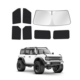Canvcle Windshield Sun Shade for 2021-2025 2026 Ford Bronco 4 Door Side Rear Window Shade Cover Sun Visor Shield Privacy Protection Keep Vehicle Cool Black 7PCS