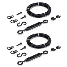 HILLMASTER Durable Anti-Sag Gate Kits for Wooden Fence, Gate Support Cable Kit in Zinc, Anti-Sagging Fence Gate Kit Steel, Wood Door Repair Kit Gate Frame Kit for Outdoor, 2 Pack, Black