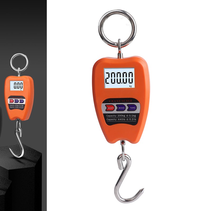 Electronic Hook Scale 200kg Small Orange Wireless Industrial Fishing Scale