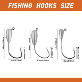 Fishing Jig Head Hooks -JSHANMEI Tube Jig Fishing Rig Drop Lead Head Barb Hooks Saltwater Freshwater Lure Bait Jig for Bass 3/8oz-20pcs