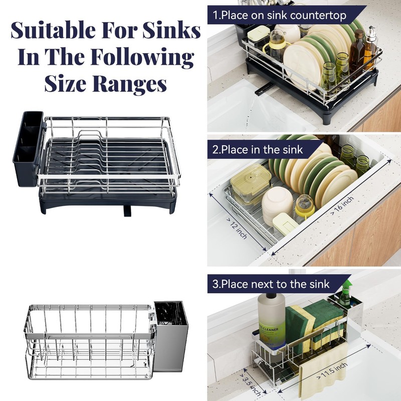 Azevix Dish Drying Rack for Kitchen Counter - 304 Stainless