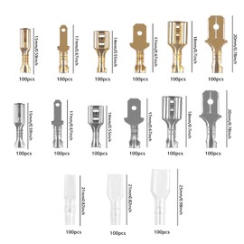 Pack of 900 Blade Receptacles Set, 2.8 mm, 4.8 mm, 6.3 mm, Male, Female Cable Lug Connector, Crimp Connector, Cable Lugs Terminals, Cable Connector with Insulating Sleeve, Insulated Connectors Cable