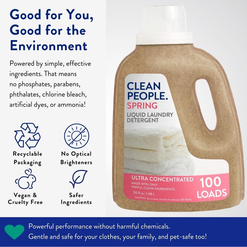 The Clean People Liquid Laundry Detergent - Recyclable Packaging, Stain