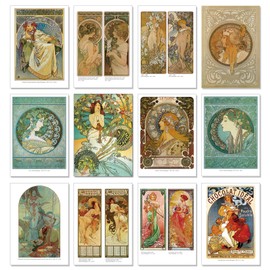 A ART·ZONE Mucha Greeting Cards (30 Cards) 5.6x4 Inches Blank Postcard Set