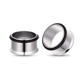 Longbeauty 1 Pair of G23 Titanium Ear Plugs Tunnels Stretching Set Stretching Bars Ear Tunnel 3 mm - 10 mm Silver Expander Punk Style, Titanium