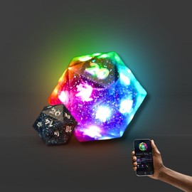 Pixels Electronic Dice - D20 (Midnight Galaxy) - RGB Polyhedral Dice, App-Controlled Light Patterns & Audio, Wireless Charging, Resin, VTT Connectable via Bluetooth, for Role Playing Games Like DND!