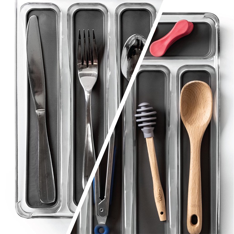 BINO 5-Slot Silverware Organizer for Drawer | Plastic Utensil Organizer