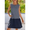 MEROKEETY Women's Summer Sleeveless Sundress Casual Striped Patchwork Mini Tank