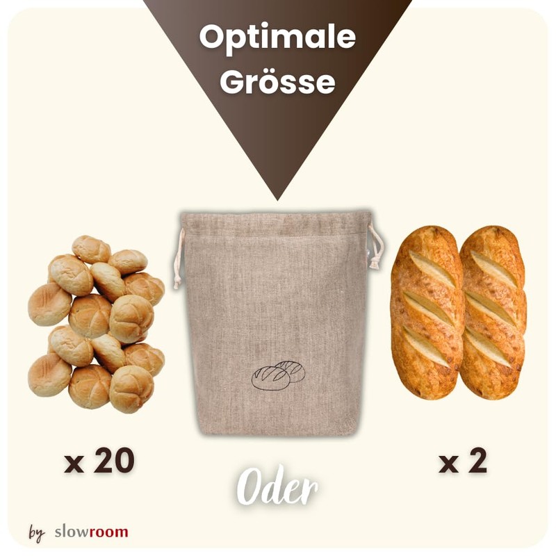 slowroom Bread Bag, Natural Linen, 30 x 34 cm