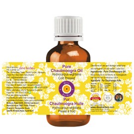 Deve Herbes Pure Chaulmoogra Oil (Hydnocarpus wightiana) Natural Therapeutic Grade Cold Pressed 50 ml (1.69 oz)
